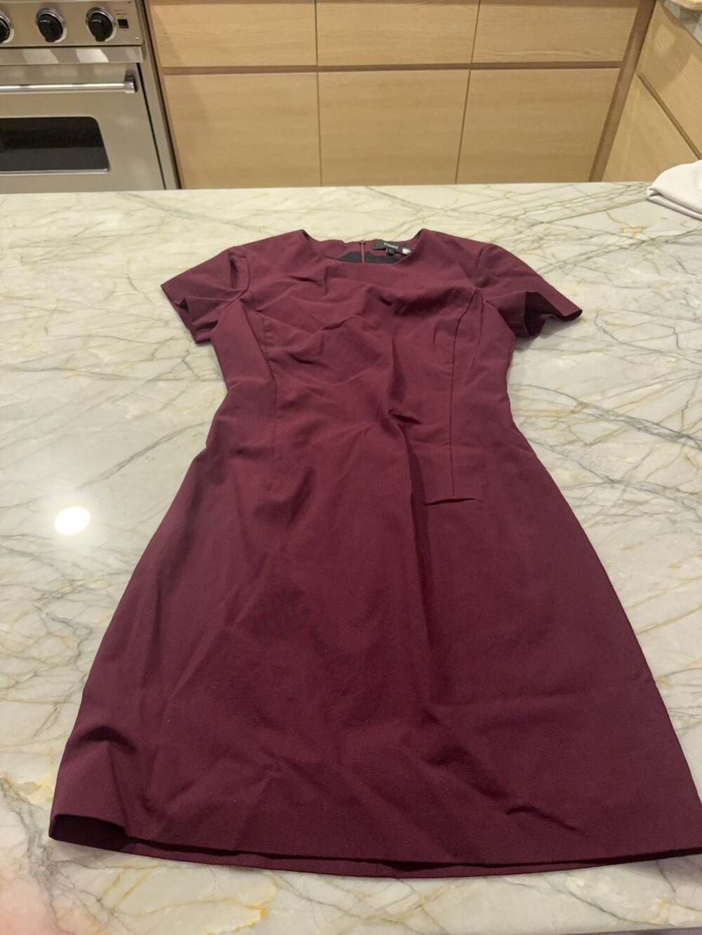 Theory JATINN Burgundy Wool Blend Short Sleeve Dress Size 0